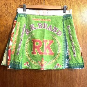 Recycled rice bag skirt